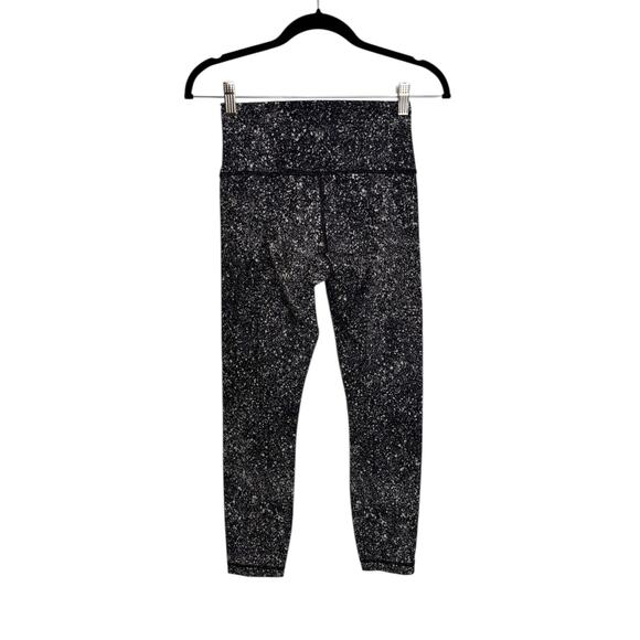 Lululemon Pants Womens 4 Wunder Under Leggings Splatter White Black High Rise - Picture 2 of 4